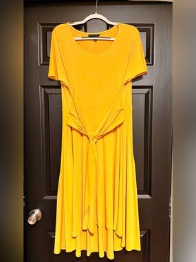 Lane Bryant Yellow/Gold Tie-Waist Midi Dress